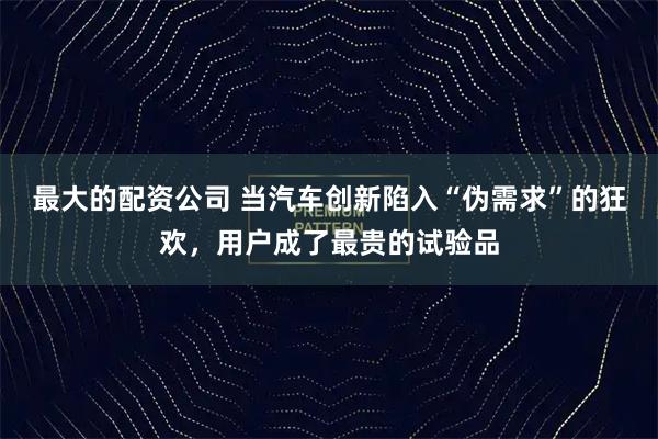最大的配资公司 当汽车创新陷入“伪需求”的狂欢，用户成了最贵的试验品
